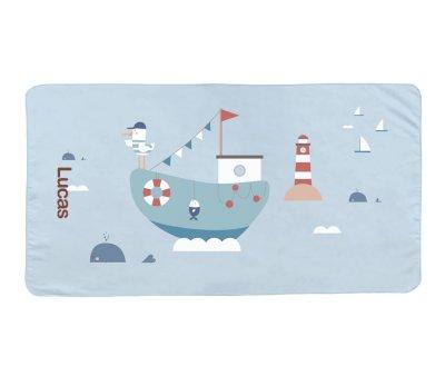 Toalha Praia Microfibra Fishing Boat Personalizvel