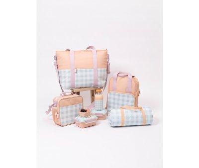 Borsa Termica Rigida Monnka Apricot-Vichy Aqua Personalizzabile