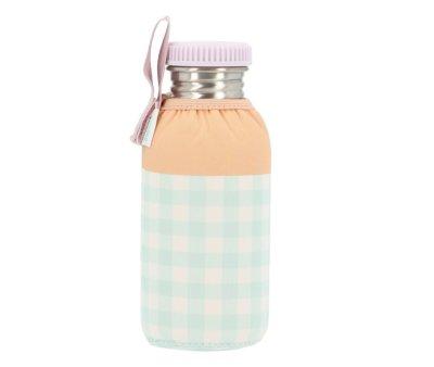 Bottiglia Acciaio Fodera Personalizzabile Apricot-Vichy Aqua 500ml