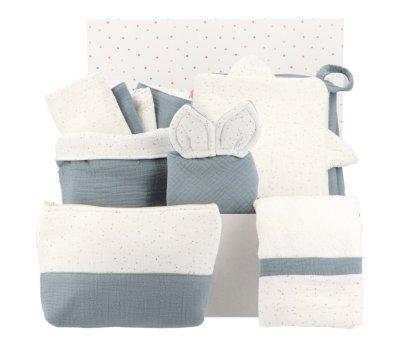 Pack Regalo Recin Nacido Personalizable Rainbow Dots Azul