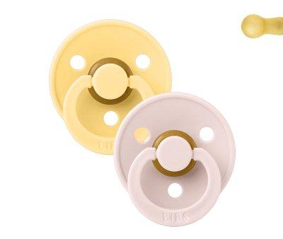 2 Sucettes BIBS Colour Round Pale Butter/Petal