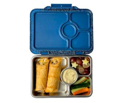 Lancheira de Ao Yumbox Blue Pret Glitter com 4 compartimentos