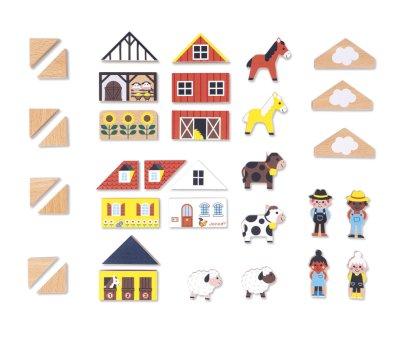 34 Cubes en Bois Cross Roads Campagne