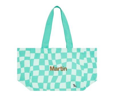 Bolsa de praia Check Green personalizvel