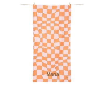 Telo Spiaggia XL Microfibra Summer Check Orange Personalizzabile
