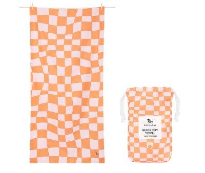 Serviette de Plage Large en Microfibre Summer Check Orange Personnalisable