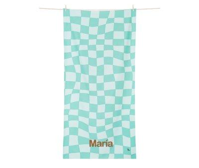 Serviette de Plage Large en Microfibre Summer Check Vert Personnalisable