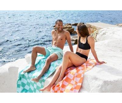 Serviette de Plage Extra Large en Microfibre Summer Check Vert Personnalisable