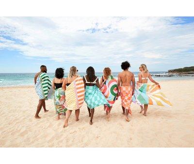Serviette de Plage Large en Microfibre Summer Check Vert Personnalisable