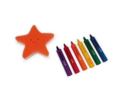 Set di 6 Pastelli a Cera da Bagno e Spugna