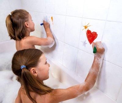 Set di 6 Pastelli a Cera da Bagno e Spugna