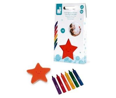 Set di 6 Pastelli a Cera da Bagno e Spugna
