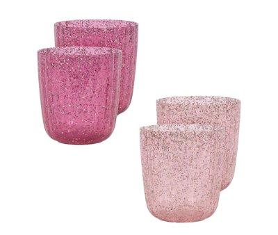 4 Vasos con Purpurina Glitter Pink Mix