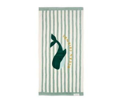 Toalla de Playa SeaShells y Rayas Surf Green Personalizable