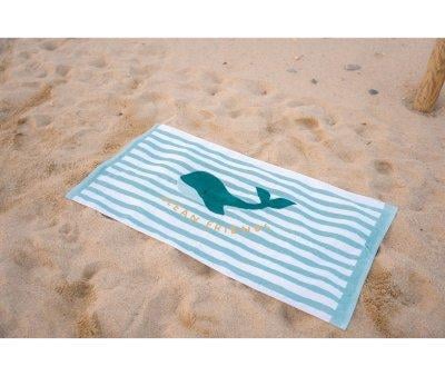 Toalla de Playa SeaShells y Rayas Surf Green Personalizable
