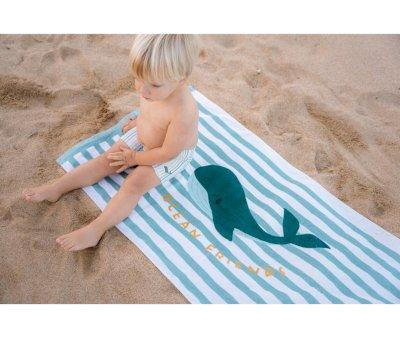 Toalla de Playa SeaShells y Rayas Surf Green Personalizable