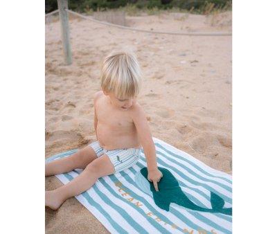 Toalla de Playa SeaShells y Rayas Surf Green Personalizable