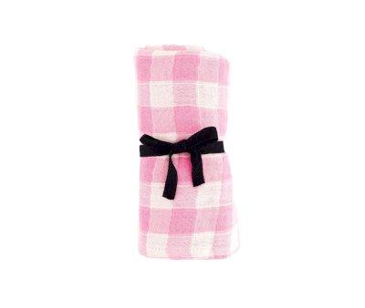 Mussola M Bianca Vichy Rose Fluo