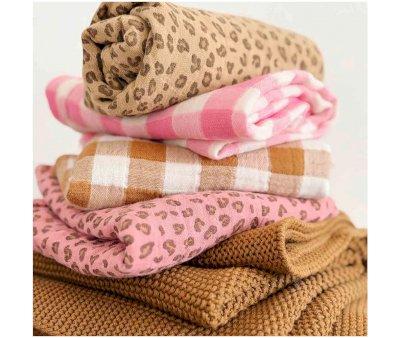 Mussola L Bianca Vichy Rose Fluo