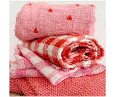 Mussola L Bianca Vichy Rose Fluo