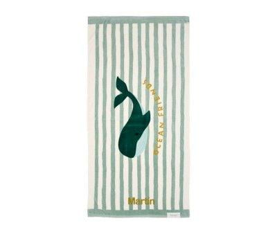 Toalla de Playa SeaShells y Rayas Surf Green Personalizable