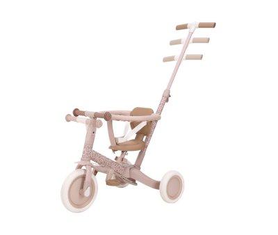 Triciclo con Barra 4 en 1 Rosa Flores
