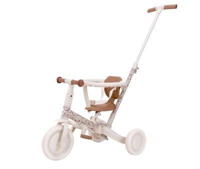 Triciclo con Barra 4 en 1 Blanco Flores