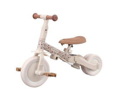 Triciclo con Barra 4 en 1 Blanco Flores