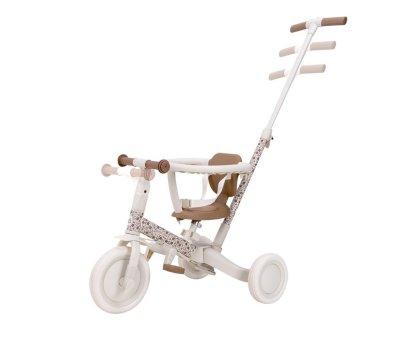Triciclo con Barra 4 en 1 Blanco Flores
