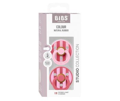 2 Chupetes BIBS Studio Colour Round Block Baby Pink Coral Mix