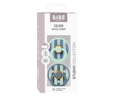 2 Succhietti BIBS Studio Colour Round Block Nordic Mint Petrol Mix