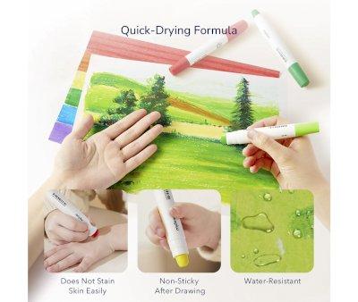 Cubo de 12 Crayones Silky Secado Rpido, Suaves y Lavables