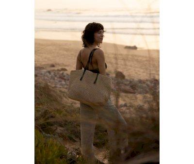 Bolso Shopper Kami Straw Black