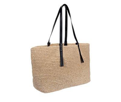 Bolso Shopper Kami Straw Black