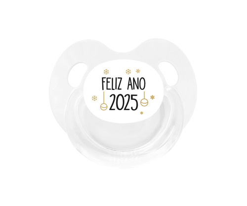 Chupete Retro Branco Feliz Ano 2025