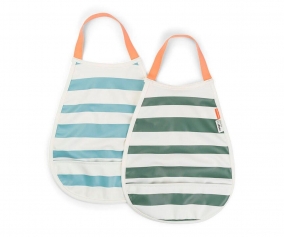2 bavoirs Pull-Over Stripes Blue/Green