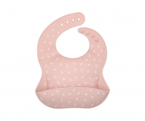 Silicone Bib Leaves Pink