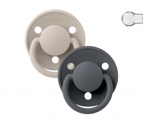 2 sucettes BIBS De Lux Onesize Sand/Iron en silicone