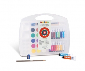 Estojo de arte com tmporas e aquarelas
