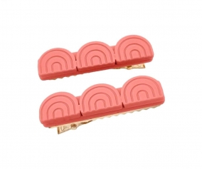 2 Clips de Pelo Tri Rainbow Coral Rouge
