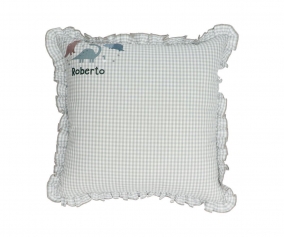 Ruffle Cushion Vichy Dinos World Personalized