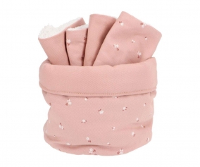 Panier avec bavoirs personnalisable Petite Fleur Rose