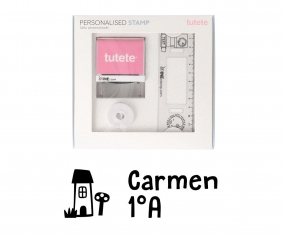 Timbro per tessuti Personalizzato Fairy House + Nastro Capi Scuri