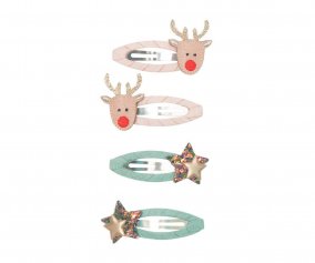 4 Barrettes Christmas Reindeer