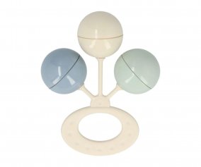 Hochet  3 boules French Blue - Ivory, vert craie