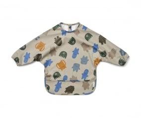 Bib with Sleeves Monster/Blue Mix