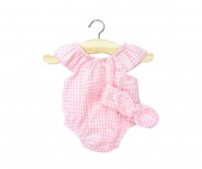 Barboteuse Clara Vichy Rose avec bandeau