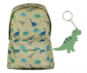 Mini Dinosaur Kids Backpack Personalised + T-Rex Keychain Gift