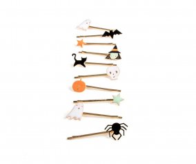 10 Enamel Hair Clips Halloween