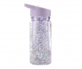 Plastic Bottle with Straw Glitter Stars Lilac Personalised